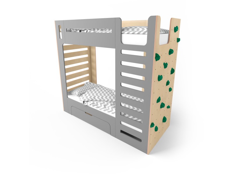 

Кровать двухъярусная Indigo Wood со скалодромом CuRocks серая (39763)