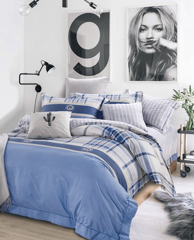 

Набор постельного белья Vpostelke 145x215 см Синий/Серый