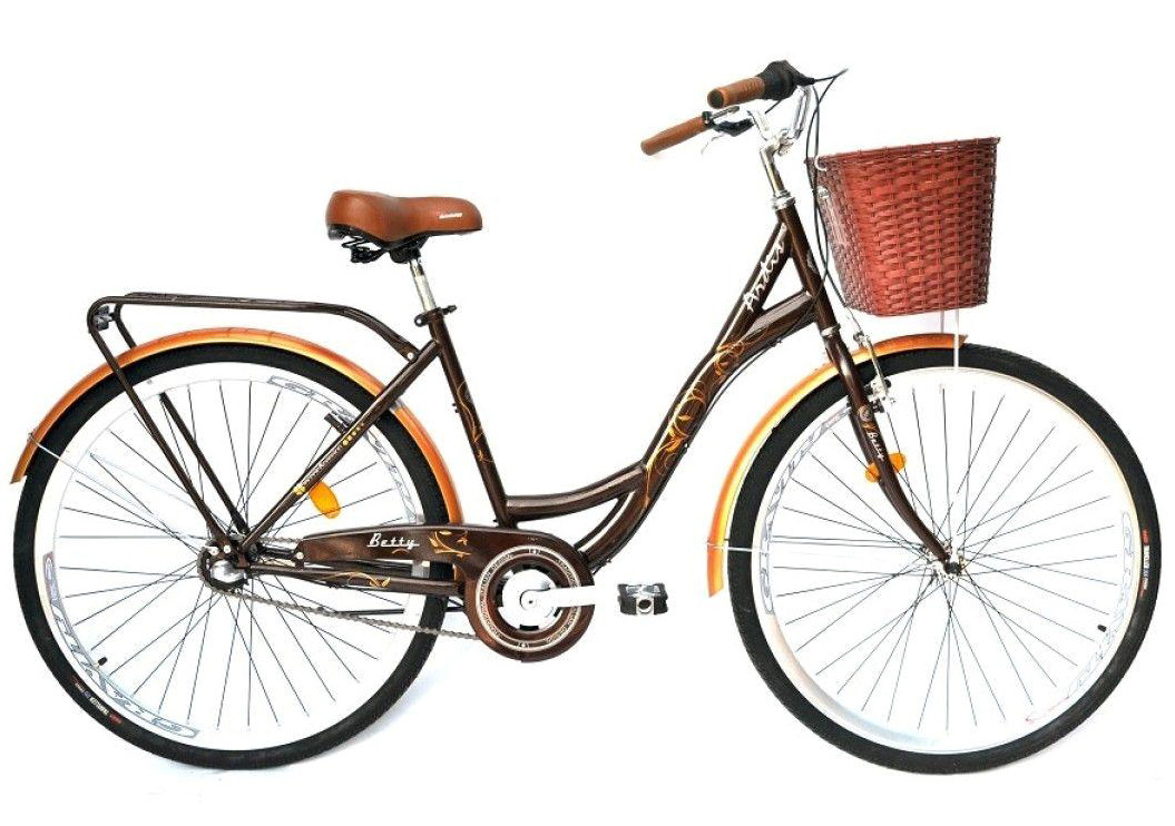 

Городской велосипед ARDIS BETTY 28" женский с корзиной и багажником, Коричневый
