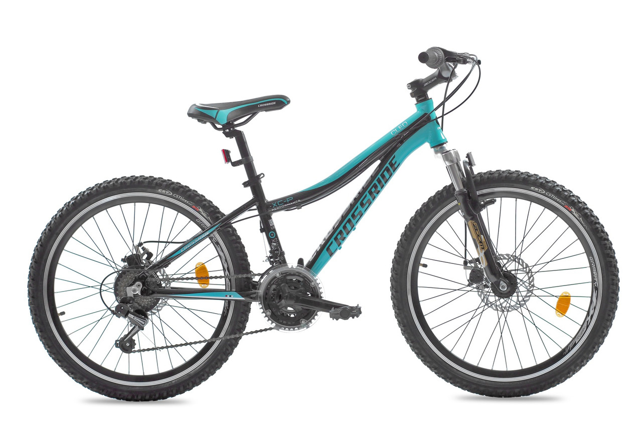 

Подростковый велосипед CROSSRIDE CLEO MTB 24" алюминиевый, Черно-бирюзовый