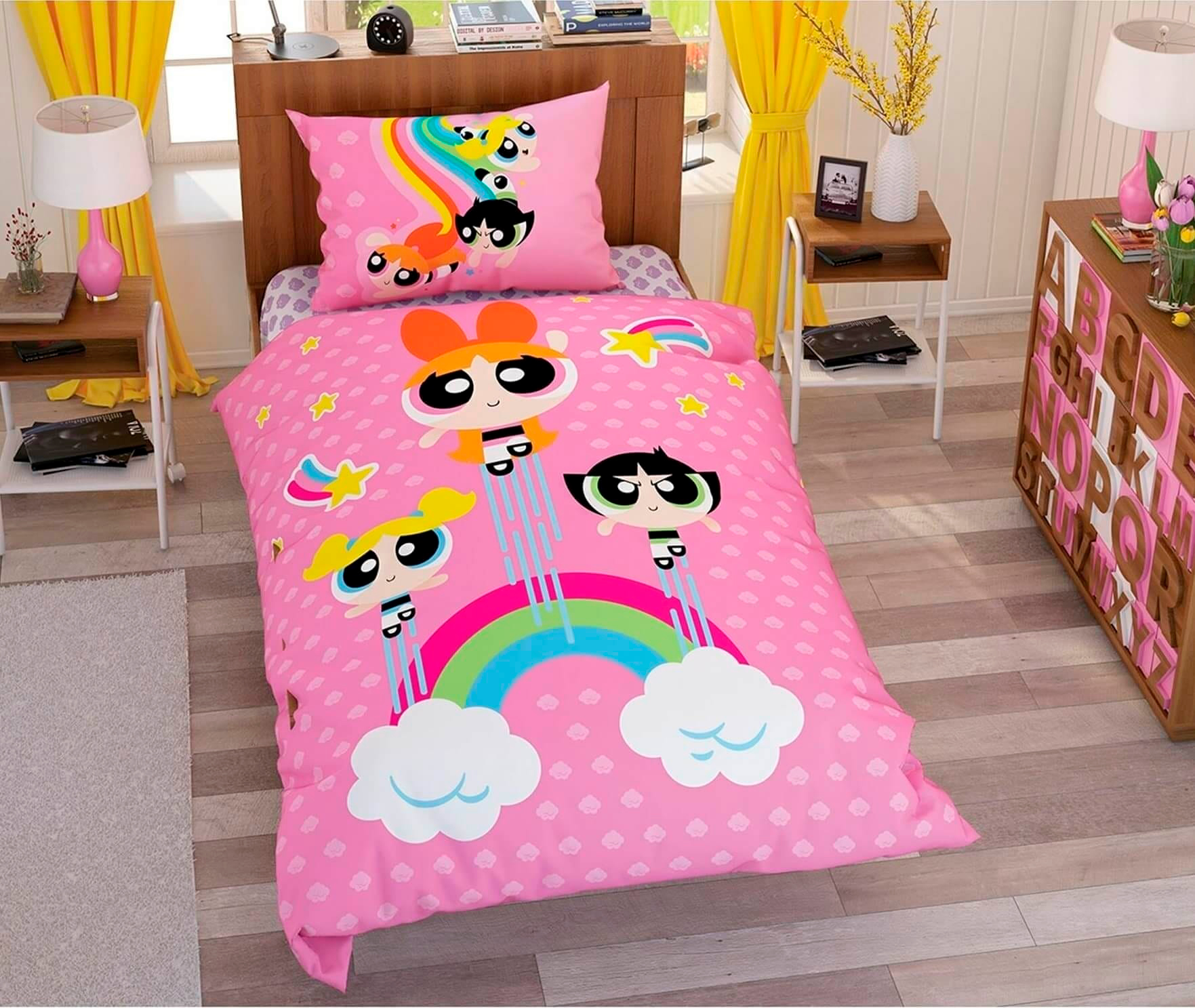 

Комплект постельного белья TAC Ранфорс Disney Power Puff Girls Stars 160x220 см