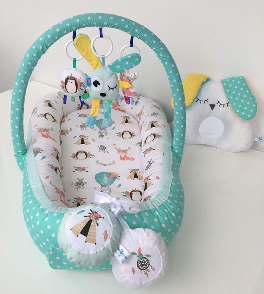 

Кокон гнездышко для новорожденных Happy Luna Путешествие с держателем для игрушек и ортопедической подушкой 0121