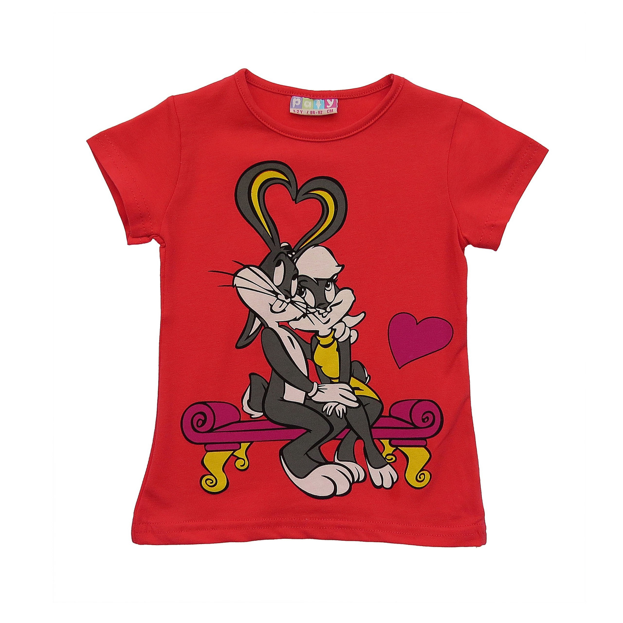 

Футболка "Кролики" Paty Kids для девочки 86-92 см Красная 9027