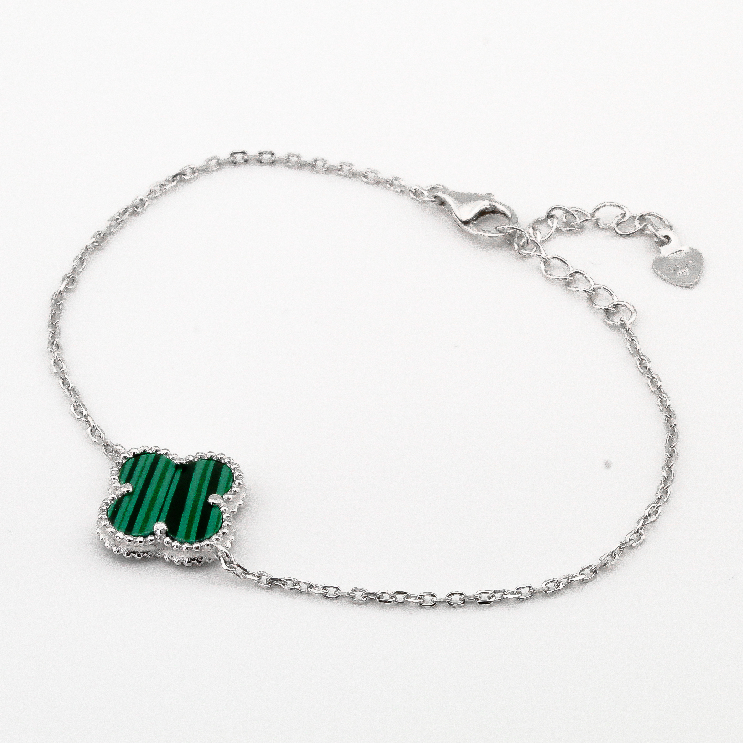 

Серебряный браслет Клевер с им. малахита B15625 Диамант, 19 размер