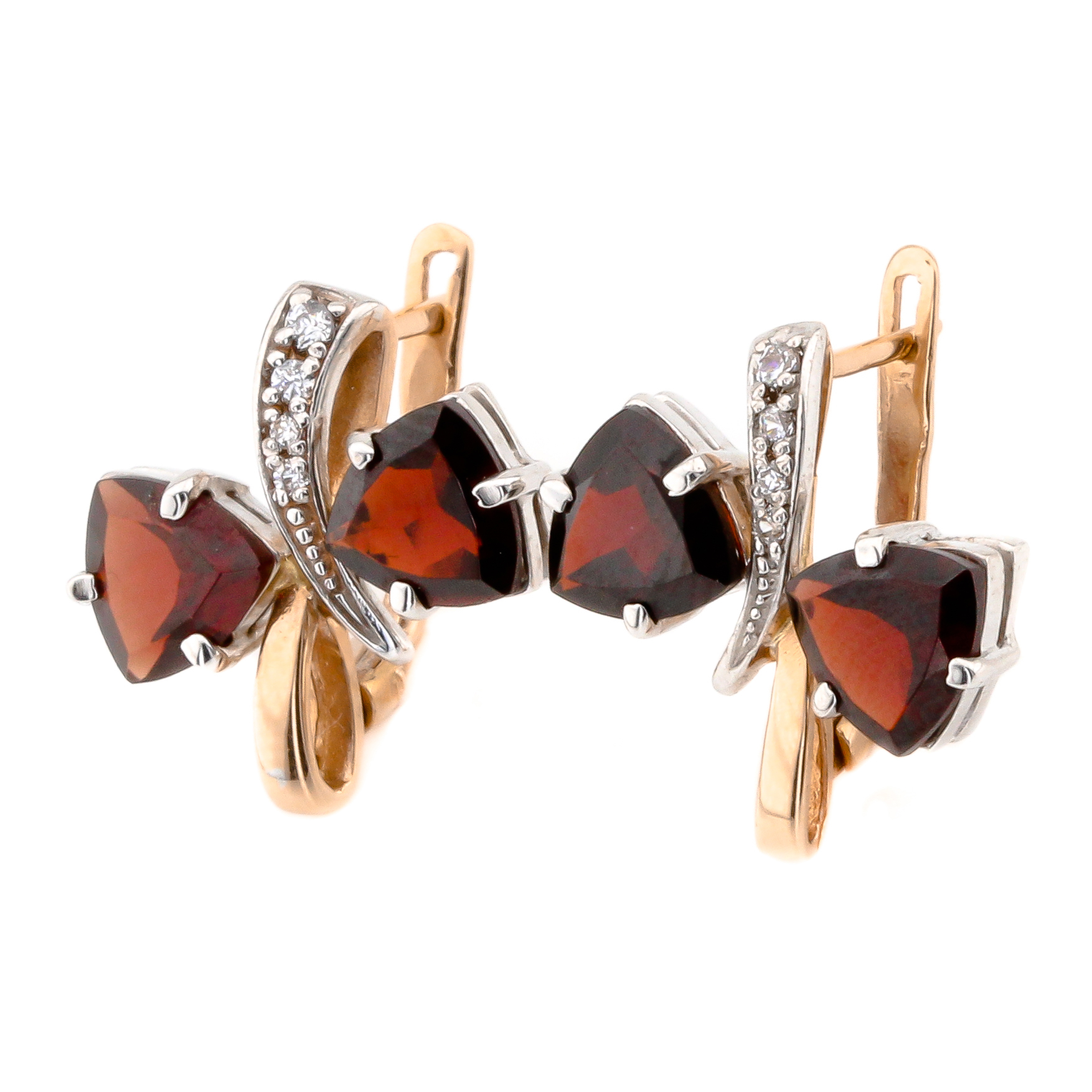 

Золотые серьги с гранатами и фианитами 12766gr Диамант