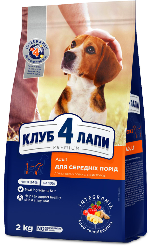 

Корм для собак средних пород Клуб 4 лапы 2 кг (39913-zm)