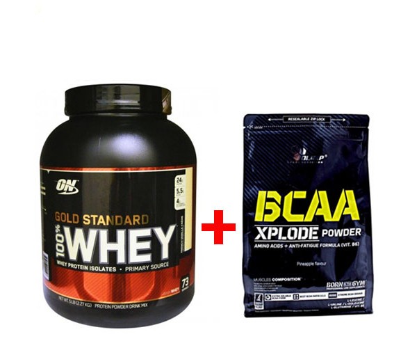 

Комплект Протеин Optimum Nutrition 100% Whey Gold Standard 2.27 кг Клубника + Аминокислота Olimp BCAA Xplode Powder, 1 кг - Апельсин (912558)