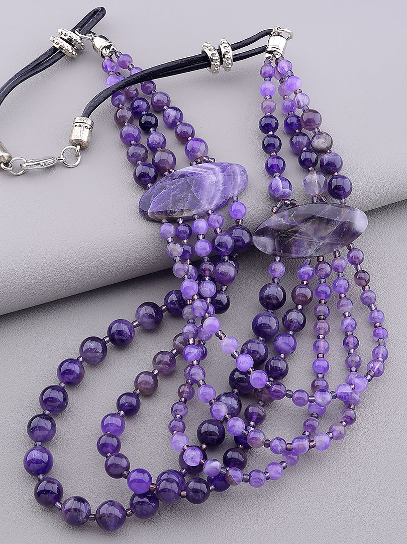 

Бусы из аметиста фиолетовые 60 см. 039357