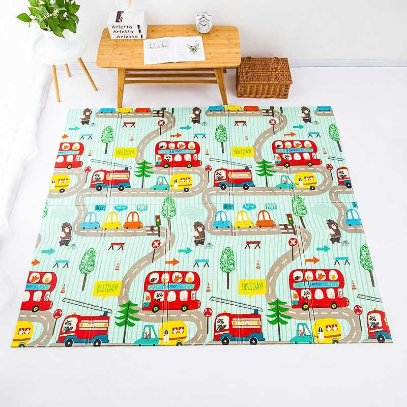 

Развивающий двухстронний складной детский игровой термо коврик "Автобусы" размер 1,5 м на 1,8 м
