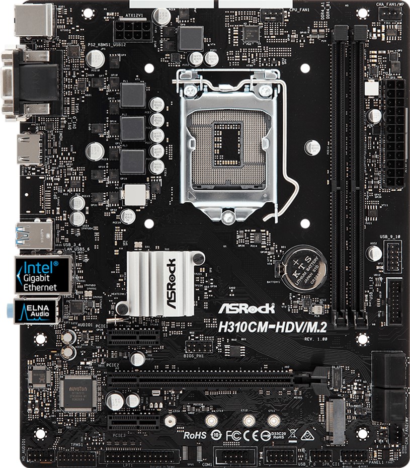 

Материнская плата ASRock H310CM-HDV/M.2 (s1151, Intel H310, PCI-Ex16)