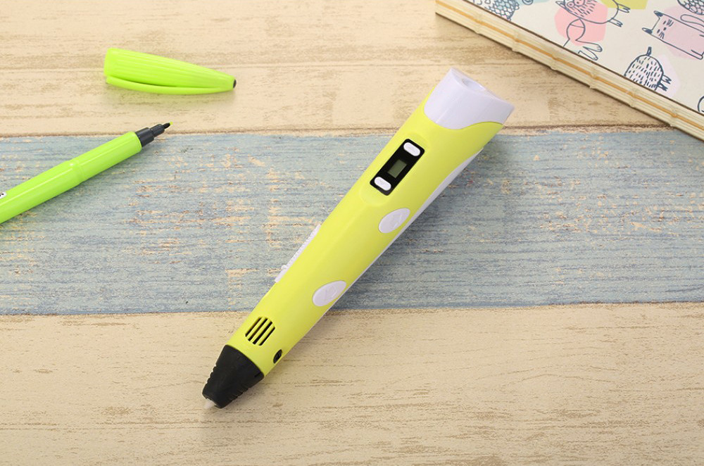 

3D ручка с экраном MTK 3d Pen-2 + пластик желтая