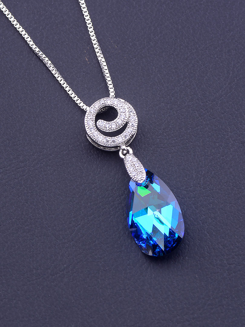 

Колье Swarovski голубая капля Xuping (родий) 079550