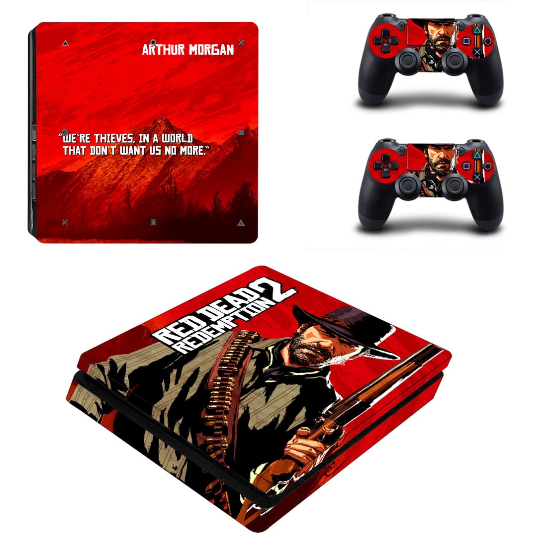 

Виниловые наклейки на PS4 SLIM и Dualshock Read Dead Redemption 2 Sony PlayStation 4 Custom Skin Playsole Games (PG119)