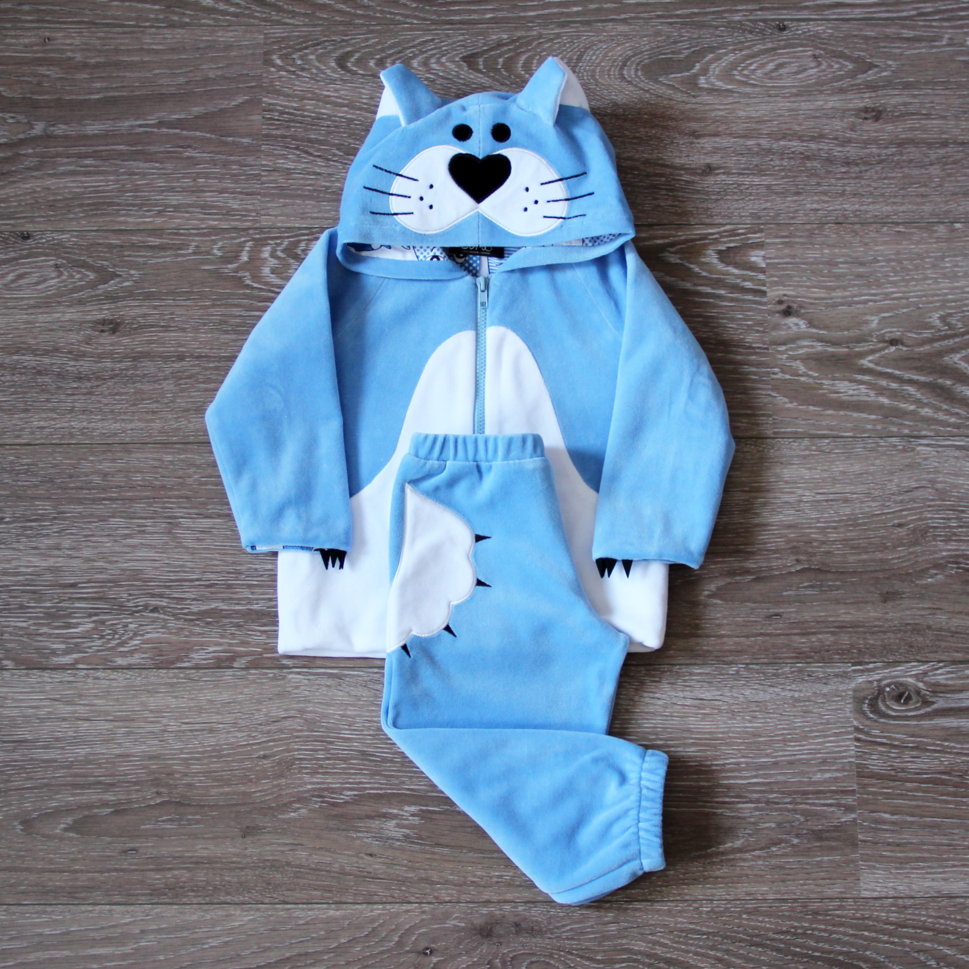 

Спортивный костюм для девочек (худи на молнии + брюки) Dora КСГ04Котик 104 см голубой
