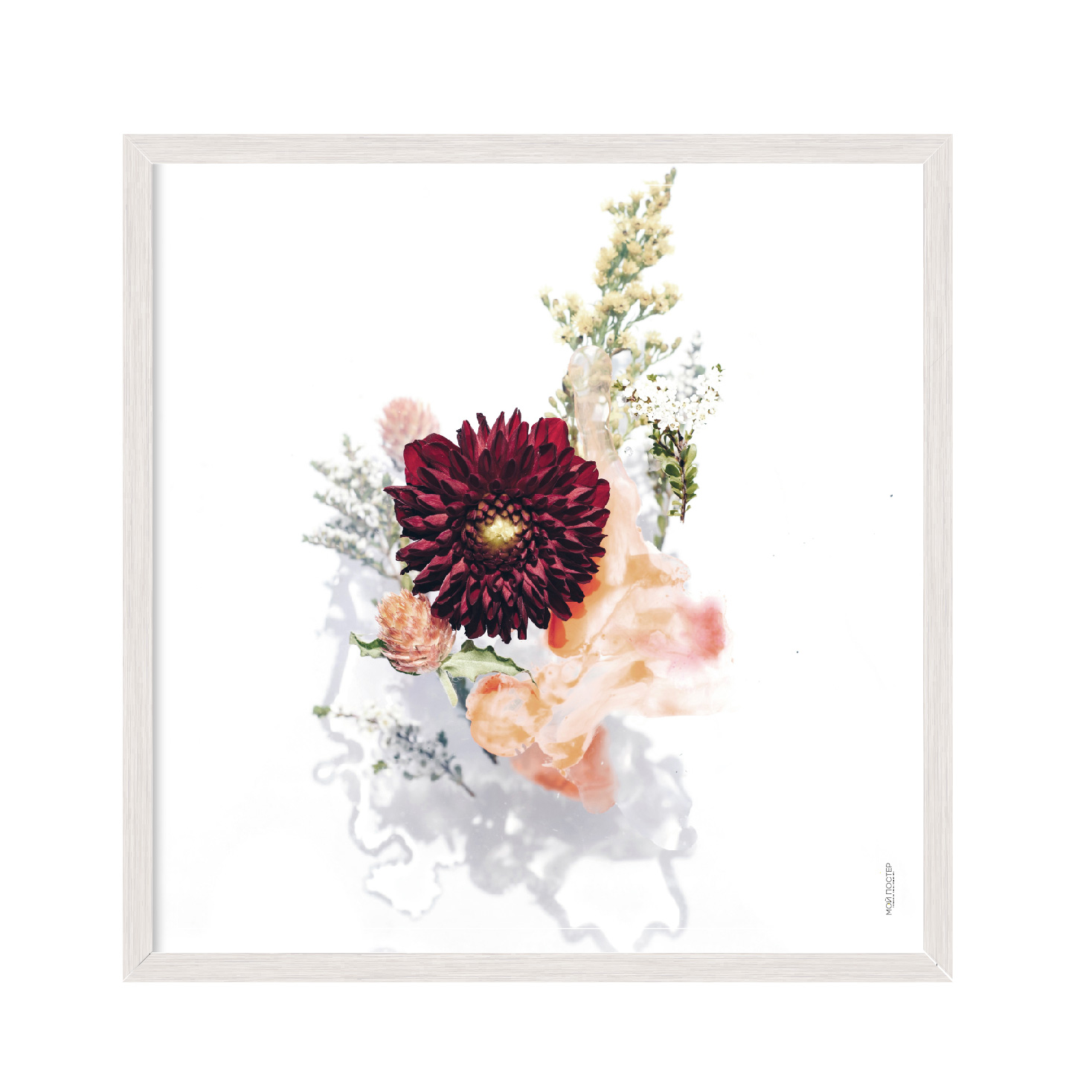 

Постер в рамке MY POSTER с антибликовым стеклом 30х30 см White "Flowers 03"