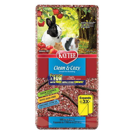 

Kaytee Clean&Cozy Apple подстилка для грызунов, целлюлоза, с палочками для грызения в подарок, красная