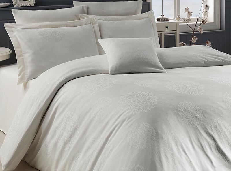 

Комплект постельного белья Nazenin Lavida Krem Евро (4 наволочки) кремовый, жаккардовый сатин