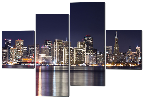 

Модульная картина Interno Эко кожа Ночной город 166х114см