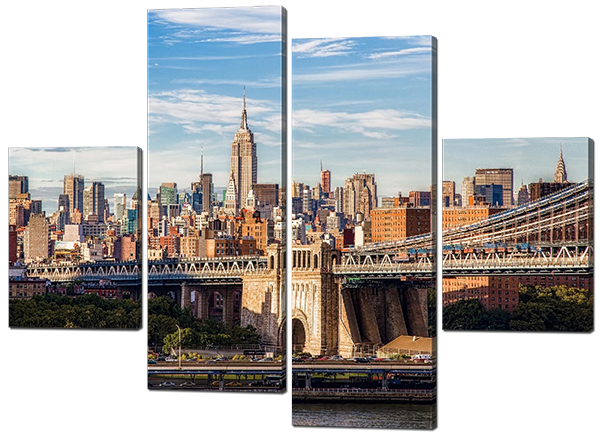 

Модульная картина Interno Эко кожа Город и мост 166x123см