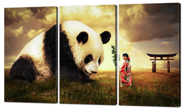 

Модульная картина Interno Эко кожа Девочка и панда 144x82см (А919XL)