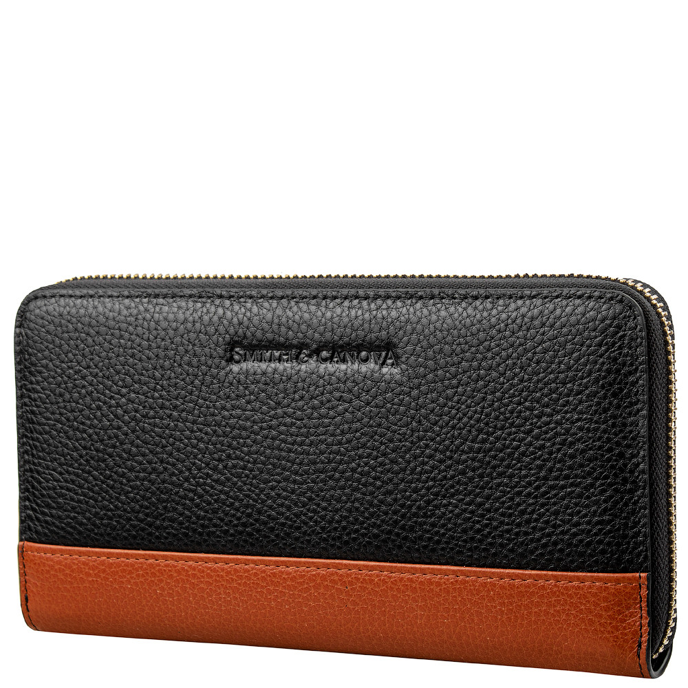 

Женский кожаный кошелек (FUL-26800-black-tan) Smith&Canova 19х10х2 см Черный 000133455