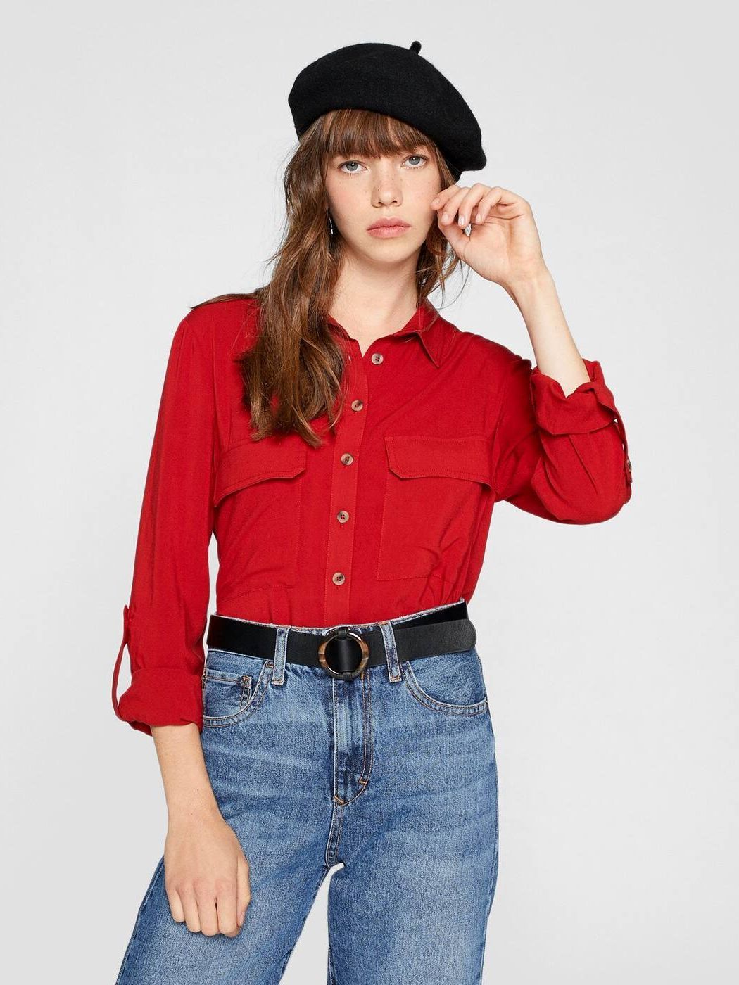

Рубашка Stradivarius 06011370101 L Красная