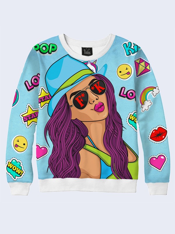 

Женский свитшот Girl and stickers (9993) Vilno XS (42) 000136763