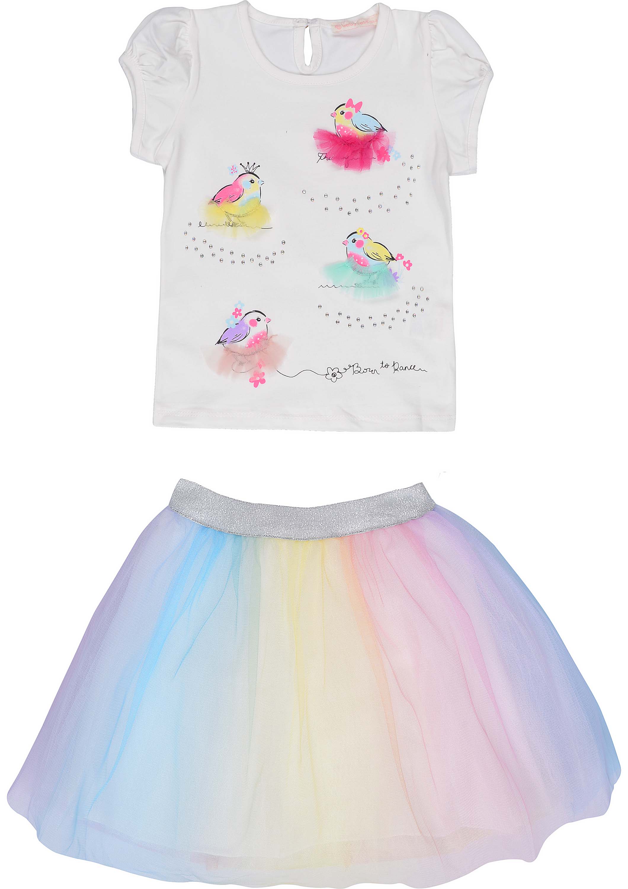 

Костюм (футболка + юбка) Baby Rose ROZE2765 80 см Молочный с разноцветным