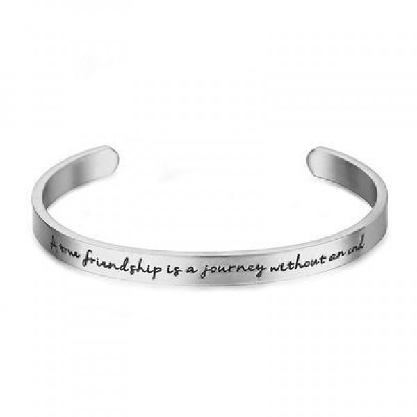 

Жесткий браслет "A true friendship is a journey without an end" серебристый