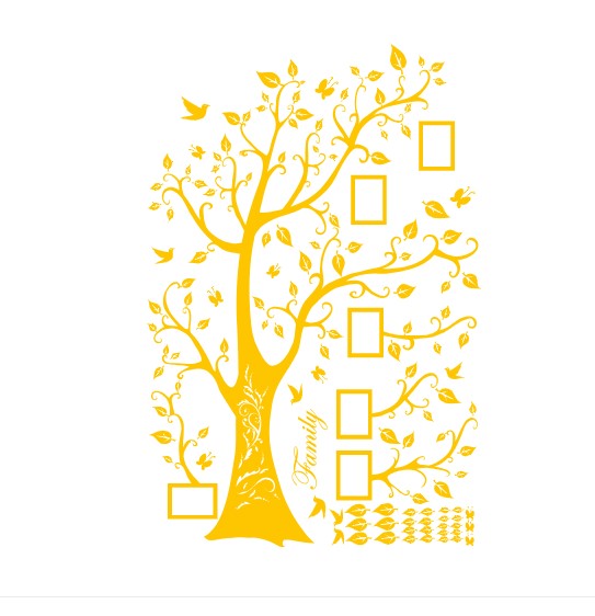 

Интерьерная виниловая наклейка на стену IdeaClock Tree of happiness with frames 200х145 см Желтый(39160-46-4)
