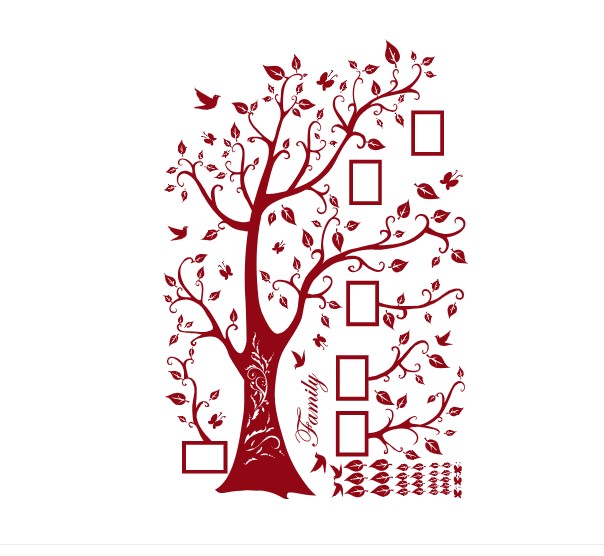 

Интерьерная виниловая наклейка на стену IdeaClock Tree of happiness with frames 200х145 см Темно-красный(39160-46-8)