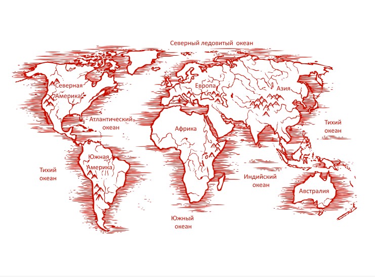 

Виниловая наклейка для интерьера IdeaClock Map, retro 170х96 см Светло-красный(31253255-46-10)