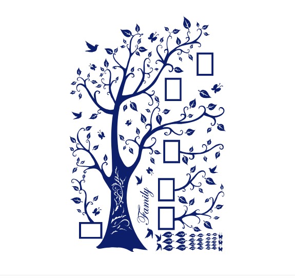 

Интерьерная виниловая наклейка на стену IdeaClock Tree of happiness with frames 200х145 см Кобальтовый синий(39160-46-24)