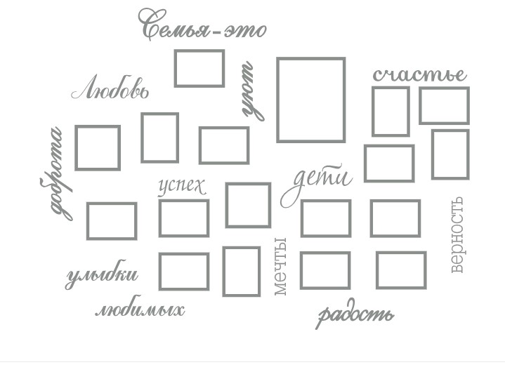 

Красивый виниловый стикер на стену и обои IdeaClock Family photo album 130х96 см Средне-серый(39165-46-54)