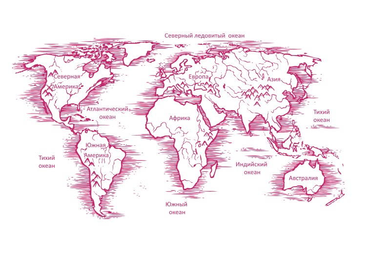 

Виниловая наклейка для интерьера IdeaClock Map, retro 170х96 см Малиновый(31253255-46-19)