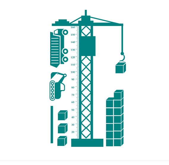 

Интерьерная виниловая наклейка ростомер IdeaClock Crane 105х185 см Бирюзово-синий(39369-46-35)