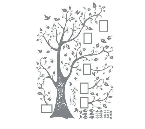 

Интерьерная виниловая наклейка на стену IdeaClock Tree of happiness with frames 200х145 см Серый телеком(39160-46-53)