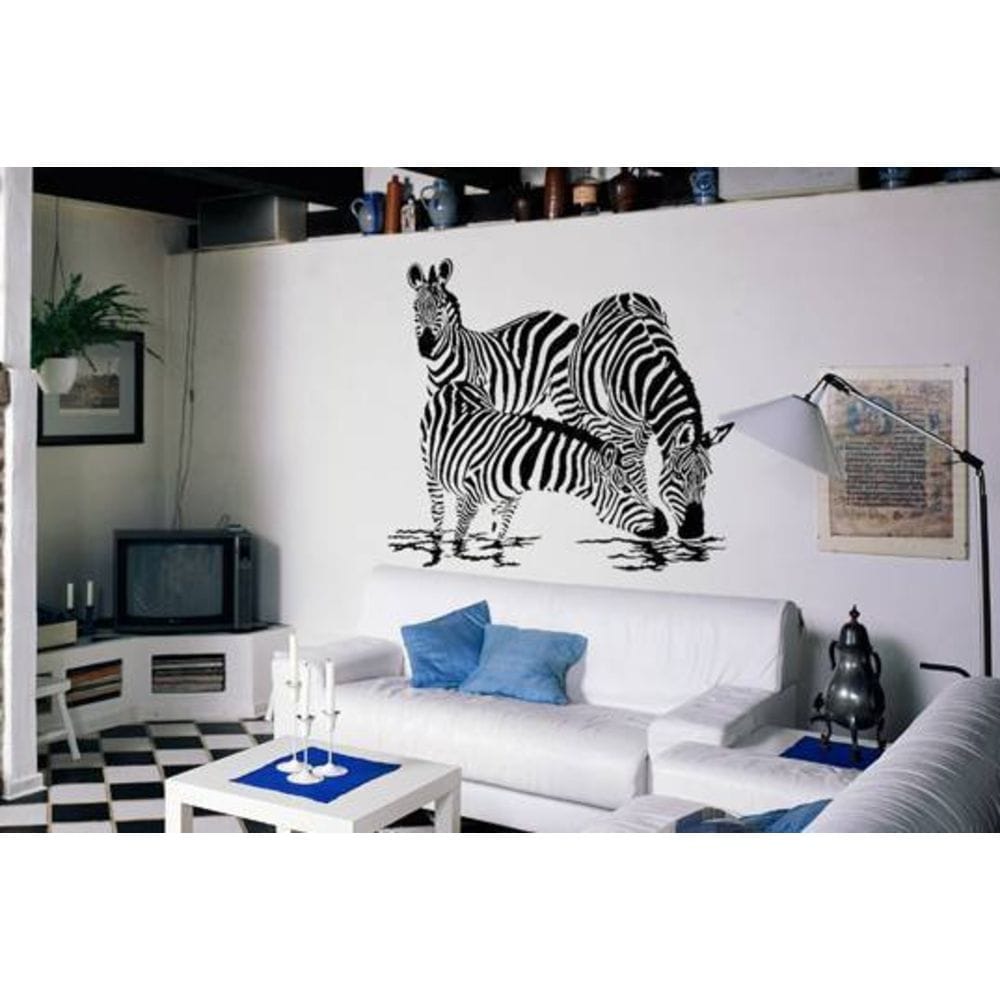 

Виниловая наклейка на стену и обои IdeaClock Three zebras 125х120 см Черная(39301-464)