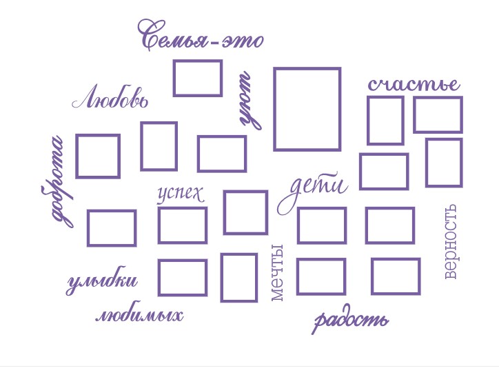

Красивый виниловый стикер на стену и обои IdeaClock Family photo album 130х96 см Лавандовый(39165-46-17)