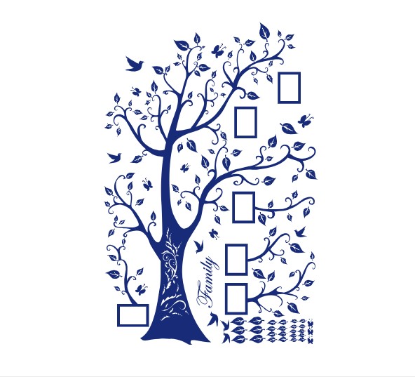

Интерьерная виниловая наклейка на стену IdeaClock Tree of happiness with frames 200х145 см Королевский синий(39160-46-25)