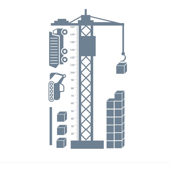 

Интерьерная виниловая наклейка ростомер IdeaClock Crane 105х185 см Серебристо-серый(39369-46-56)