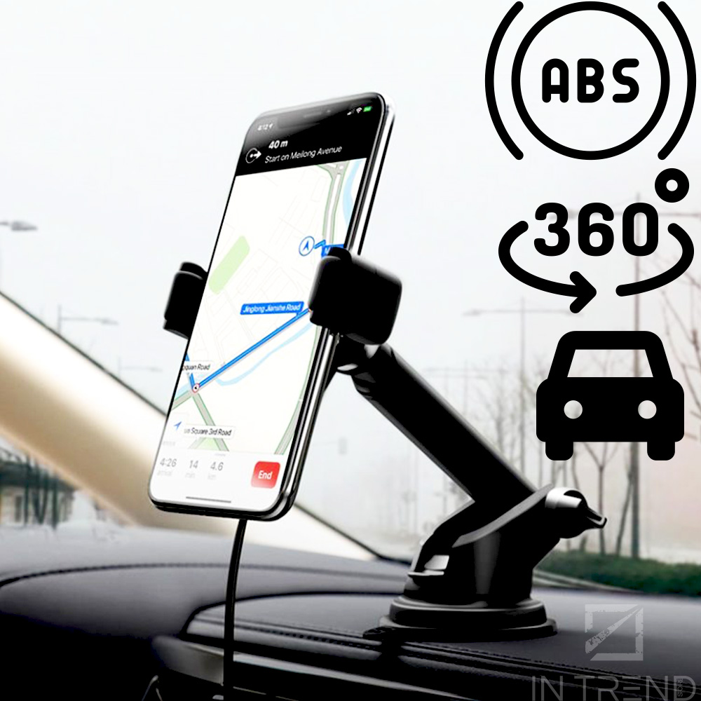 

Автодержатель Hoco S12 + Wireless Black Steel универсальный держатель на приборною панель для телефона - автомобильный холдер с силиконовой присоской, Черны