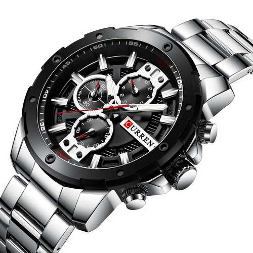 

Мужские наручные часы 8336 Silver-Black Curren 49 мм Серебряный
