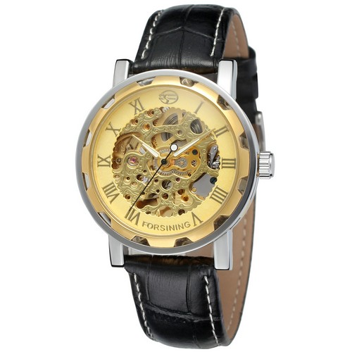 

Мужские наручные часы 8008 Black-Silver-Gold Forsining 45 мм Черный