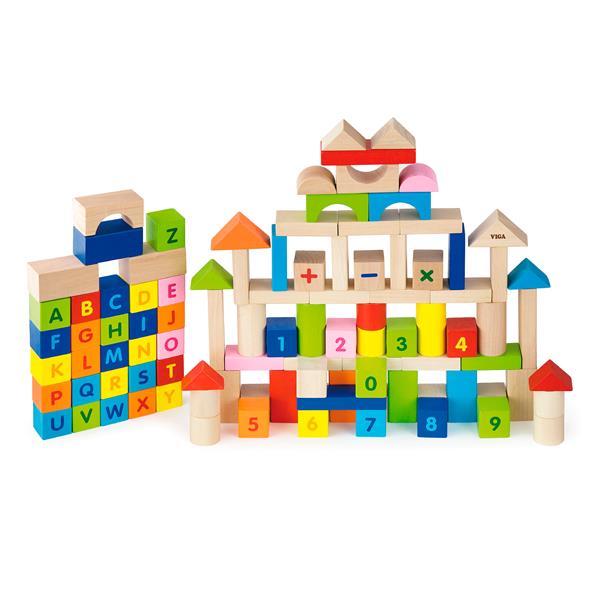 

Деревянные кубики Алфавит и числа 100 шт Viga Toys (igr0001280) Разноцветный