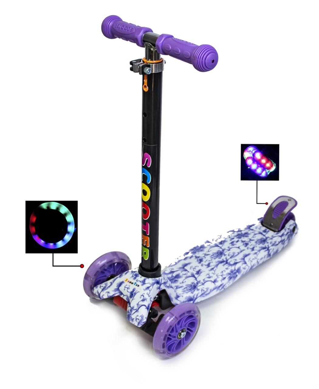 

Детский самокат MAXI. Purple Pattern Scale Sports (fit0006078) Разноцветный
