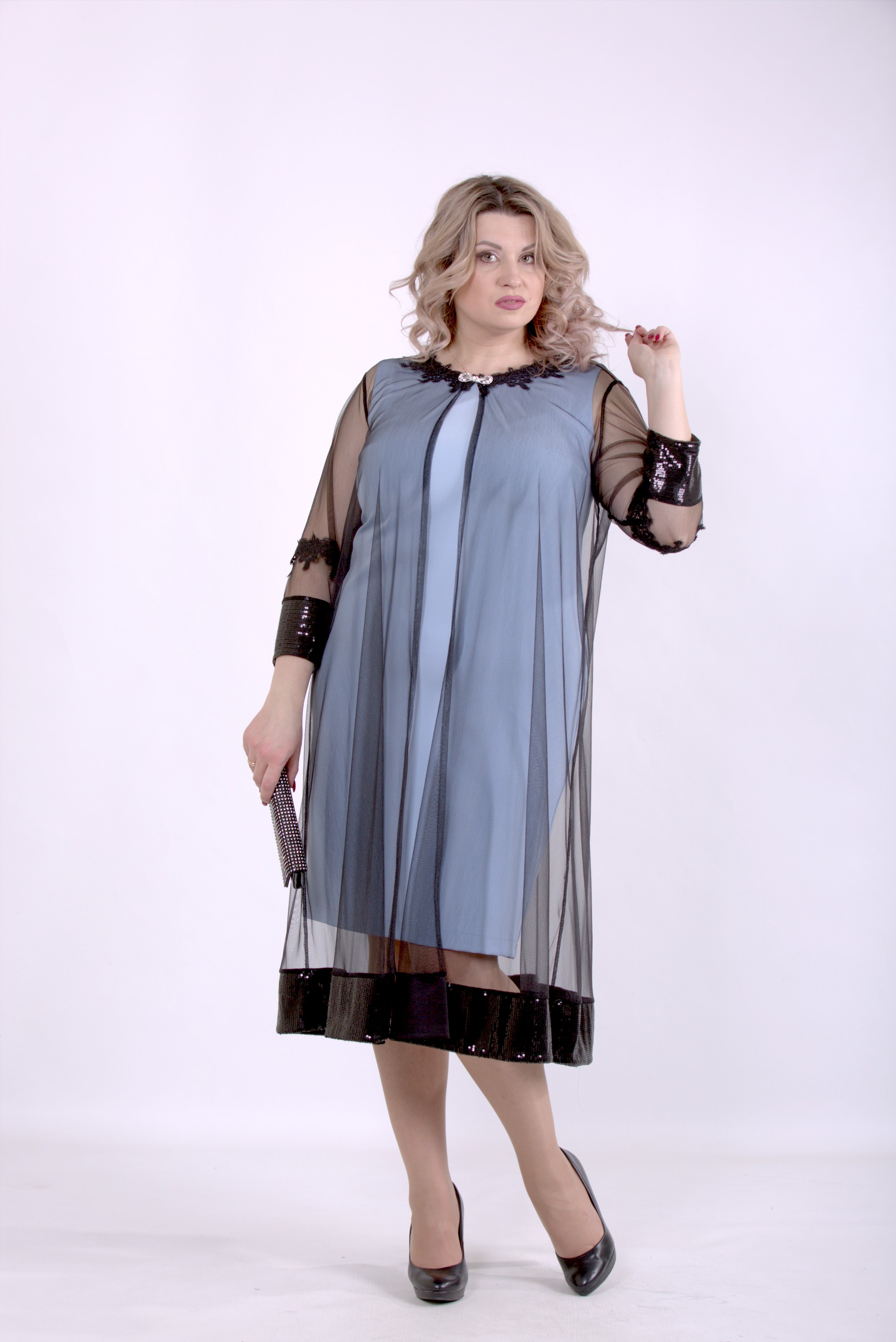 

Платье GARRY-STAR 01387-1  Голубой, Платье GARRY-STAR 01387-1 50 Голубой