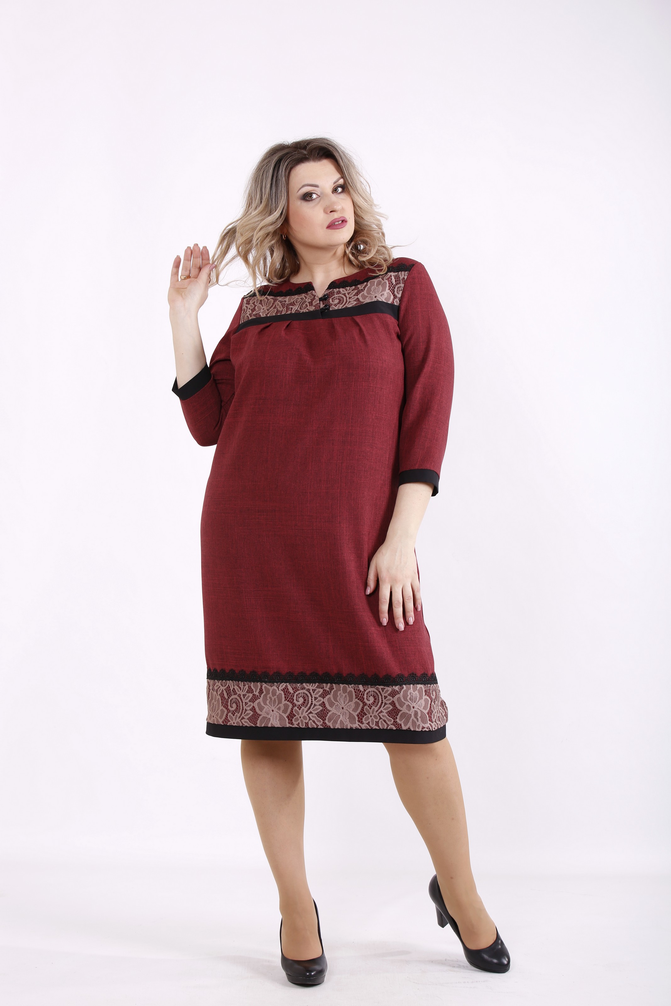 

Платье GARRY-STAR 01428-3  Бордовый, Платье GARRY-STAR 01428-3 52 Бордовый