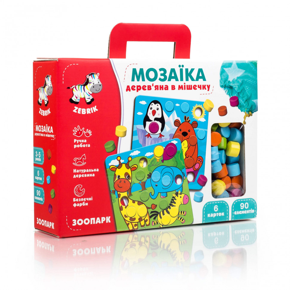 

Мозаика деревянная "Зоопарк" Vladi Toys 90 элементов (RTZB2002)