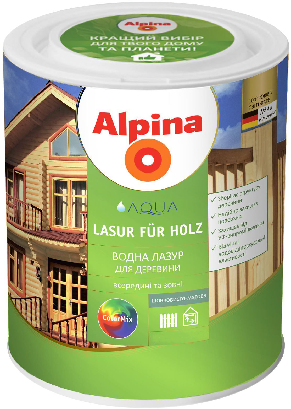 Лазурь Alpina Aqua Lasur Fur Holz шелковисто-матовый 0.75 л Прозрачный ...